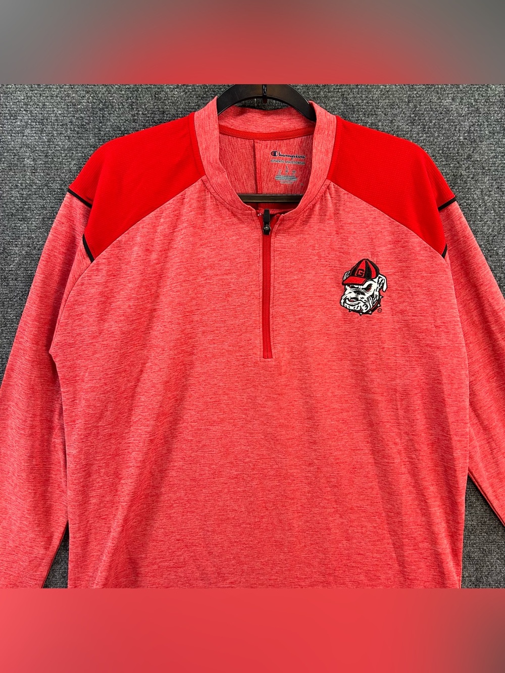 Champion Georgia Bulldogs 1/4 Zip Pullover Mens Large Long Sleeve Red NCAA